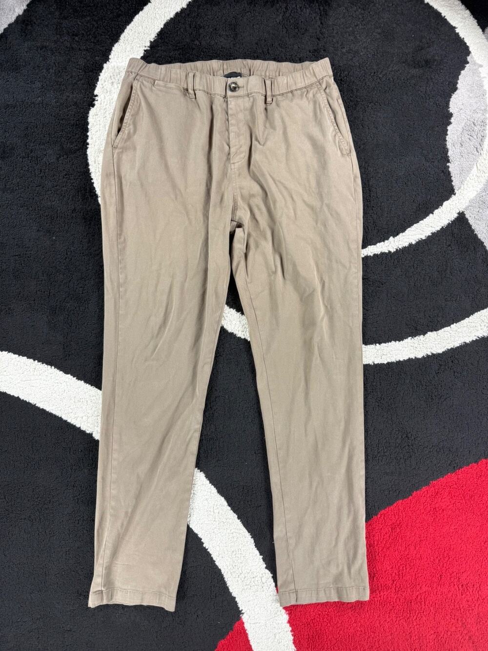 Cove USA Pants Mens 38x34 Brown Chino Cotton Joggers Elastic Waist Stretch